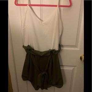 Olive and white romper